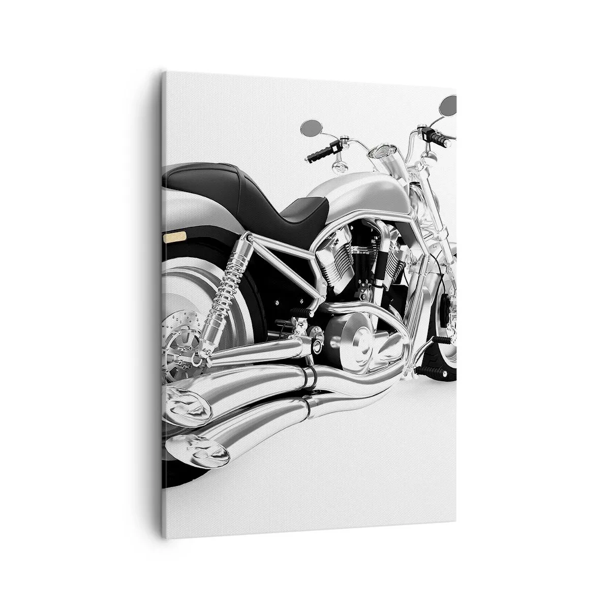 Impression sur toile - Image sur toile - Moto chromée sur fond blanc - 50x70cm - Rêve de collectionneur - Décoration murale moderne pour le salon et la chambre ARTTOR