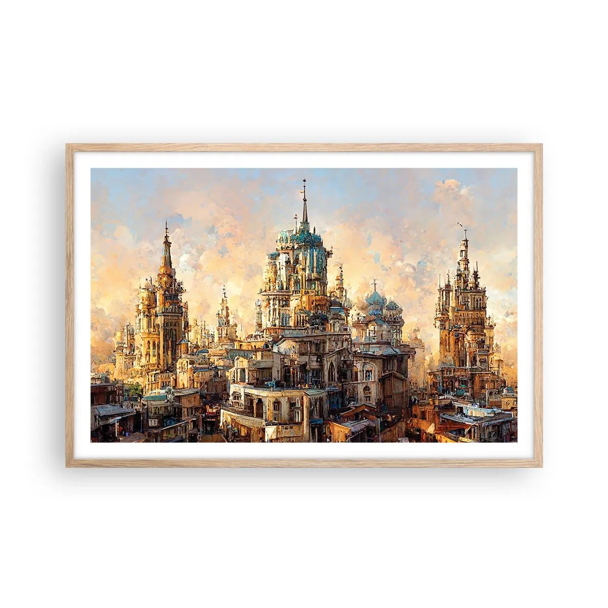 Affiche dans un chêne clair - Poster - Ville des villes - 91x61 cm