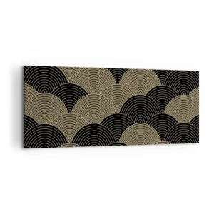 Impression sur toile - Image sur toile - Motif Art Déco avec demi-cercles et lignes dorées - 120x50cm - Unité dans la multiplicité - Décoration murale moderne pour le salon et la chambre ARTTOR