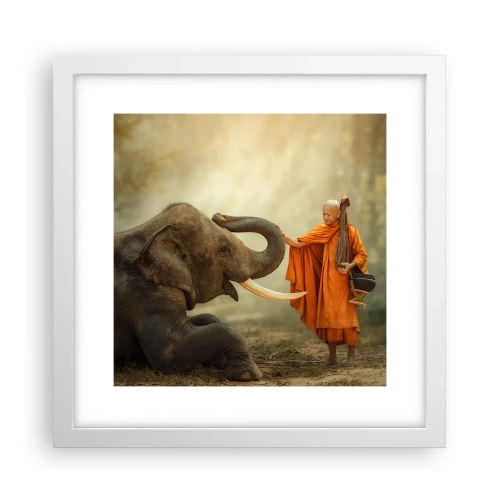 Affiche dans un cadre blanc - Poster - Rencontre en voyageant - 30x30 cm
