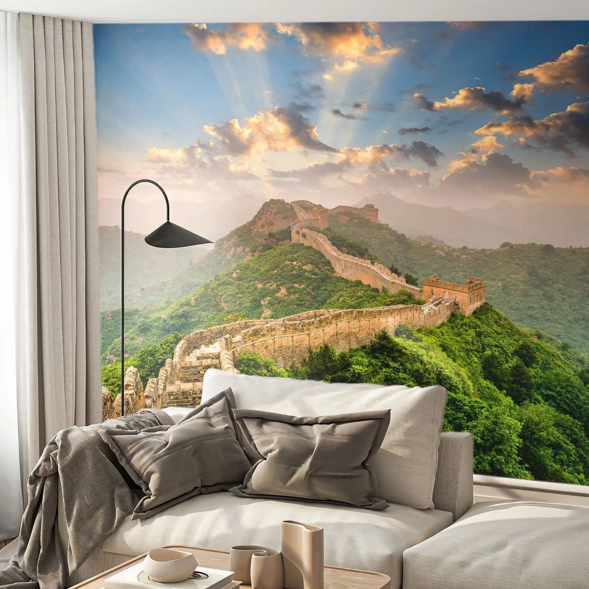 Papier Peint Photo Premium Sand - Grandeur éternelle - Paysage, La grande muraille de Chine, Asie - 100x70 cm
