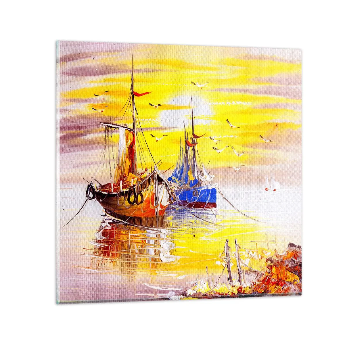 Impression sur verre - Image sur verre - Un repos bien mérité au port - 50x50 cm