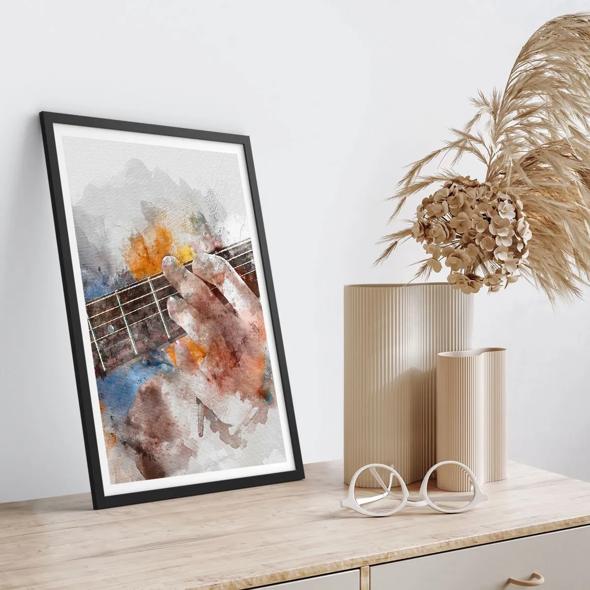 Affiche dans un cadre noir - Poster - La poésie entre les cordes - 61x91 cm