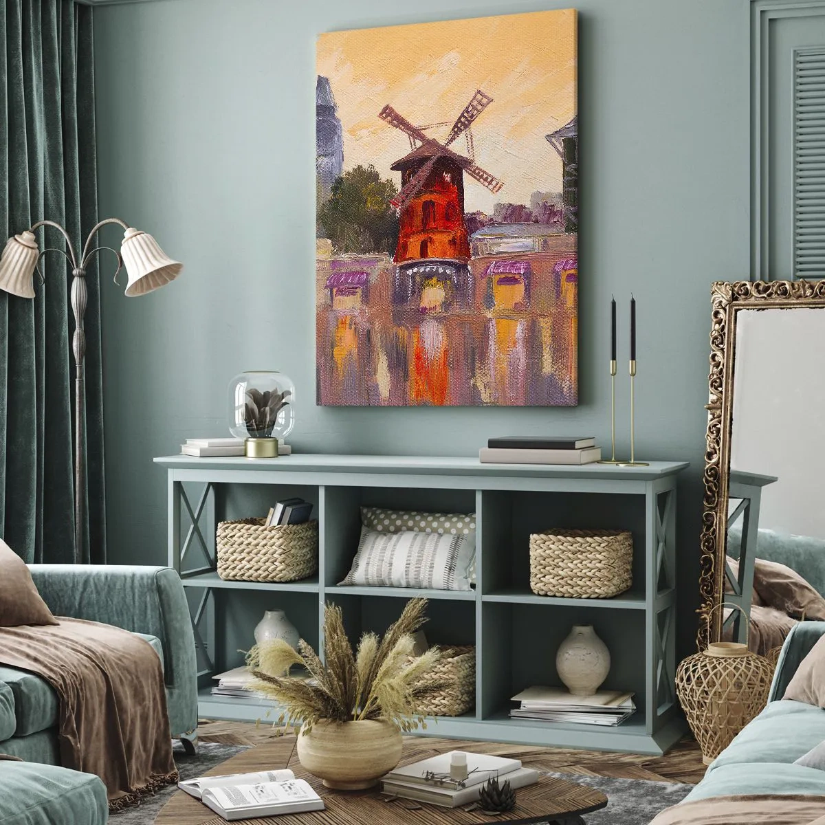 Impression sur toile - Image sur toile - Icones parisiennes – le Moulin rouge - 45x80 cm