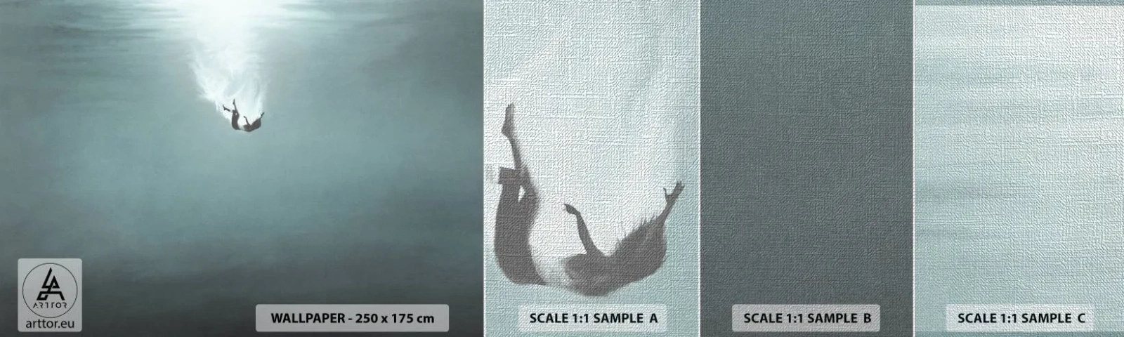 Échantillon de Papier Peint Premium Canvas - Dans les bras de l'océan - Eau, Minimalisme, Sous-marin - 100x30 cm