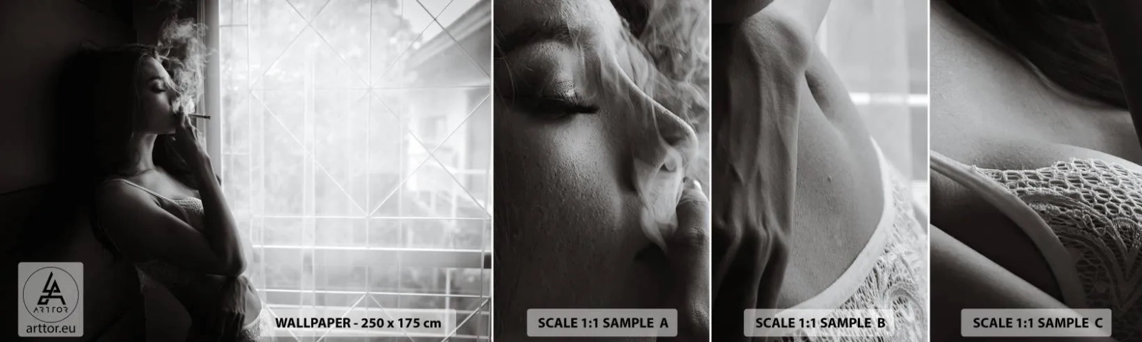 Échantillon De Papier Peint Standard Eco - Vous sentez-vous libre ? - Femme, Cigarette, Chambre à coucher - 100x30 cm