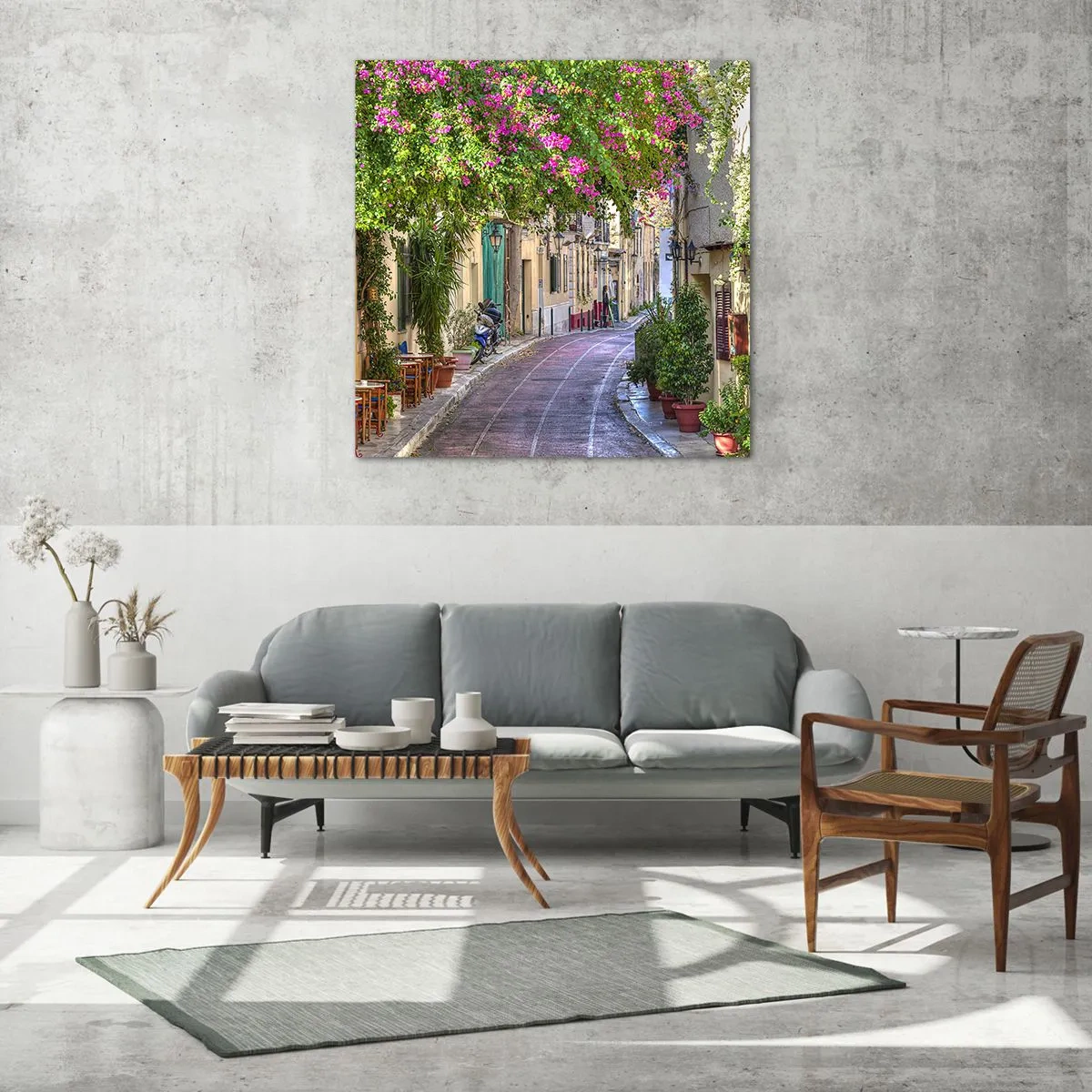 Impression sur verre - Image sur verre - Allée fleurie - 60x60 cm