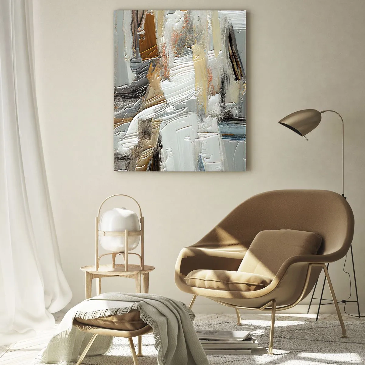 Impression sur verre - Image sur verre - Une composition abstraite aux tons terreux avec une texture distinctive. - 50x70cm - Couches colorées - Décoration murale moderne pour le salon et la chambre ARTTOR