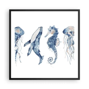 Affiche dans un cadre noir - Poster - Merveilles de la mer - 60x60 cm