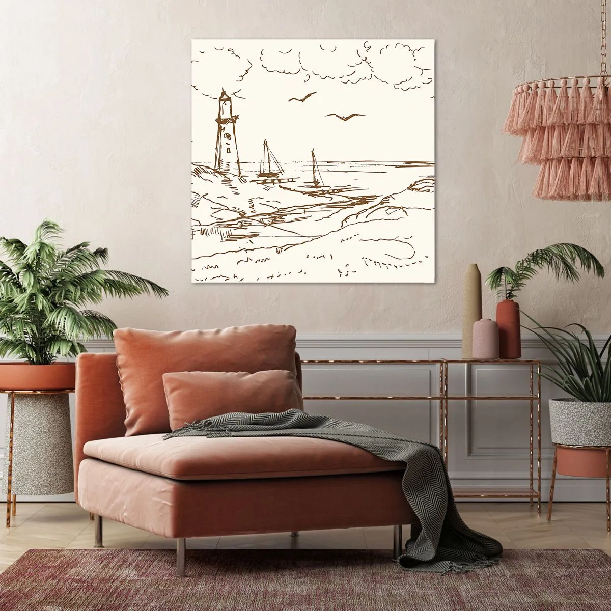 Impression sur toile - Image sur toile - Esquisse de souvenirs d'été - 50x50 cm