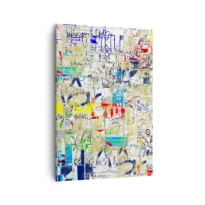 Impression sur toile - Image sur toile - Graffiti abstrait avec inscriptions et motifs colorés - 70x100cm - Ca fait juste plaisir aux yeux - Décoration murale moderne pour le salon et la chambre ARTTOR