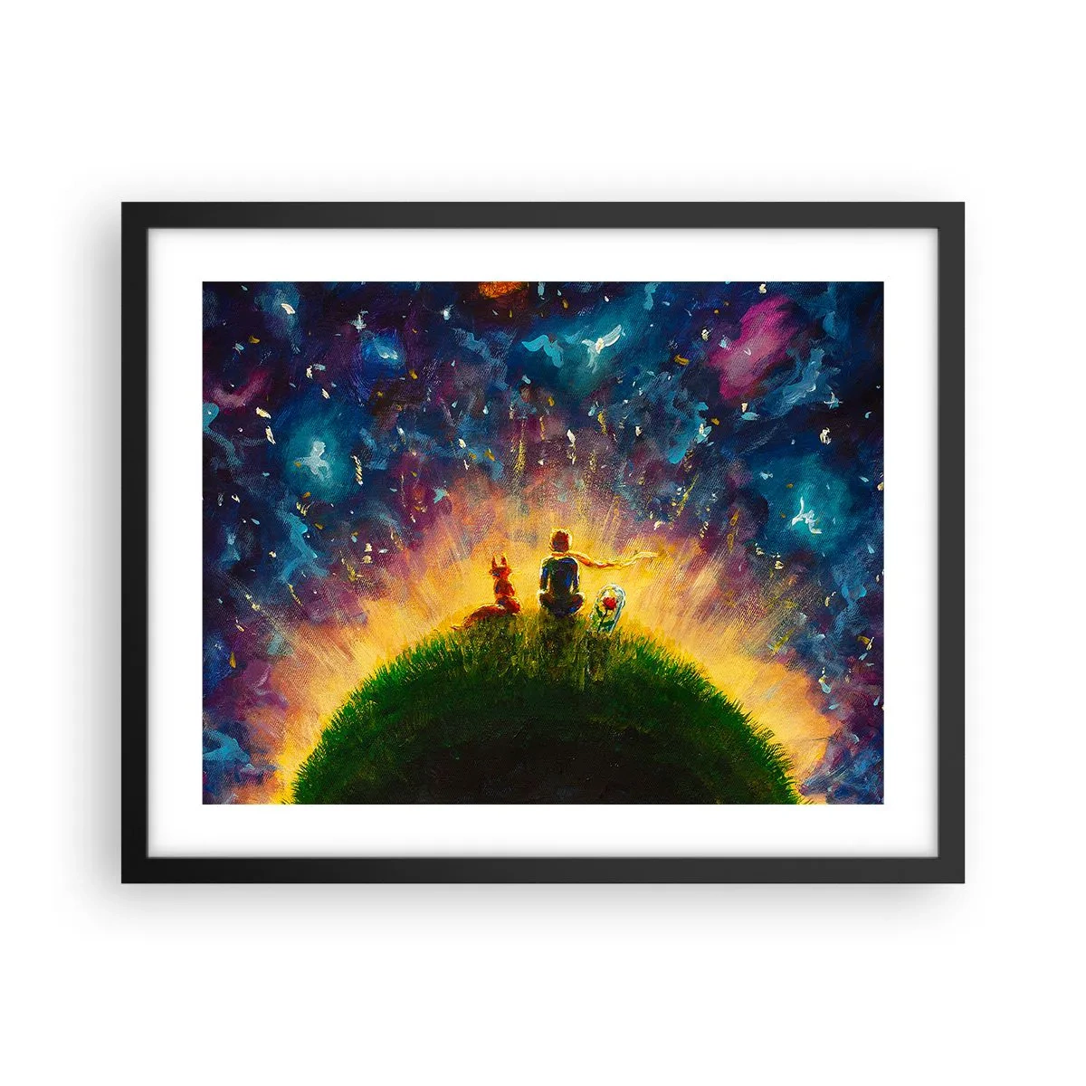 Affiche dans un cadre noir - Poster - Amour et amitié - le monde entier - 50x40 cm