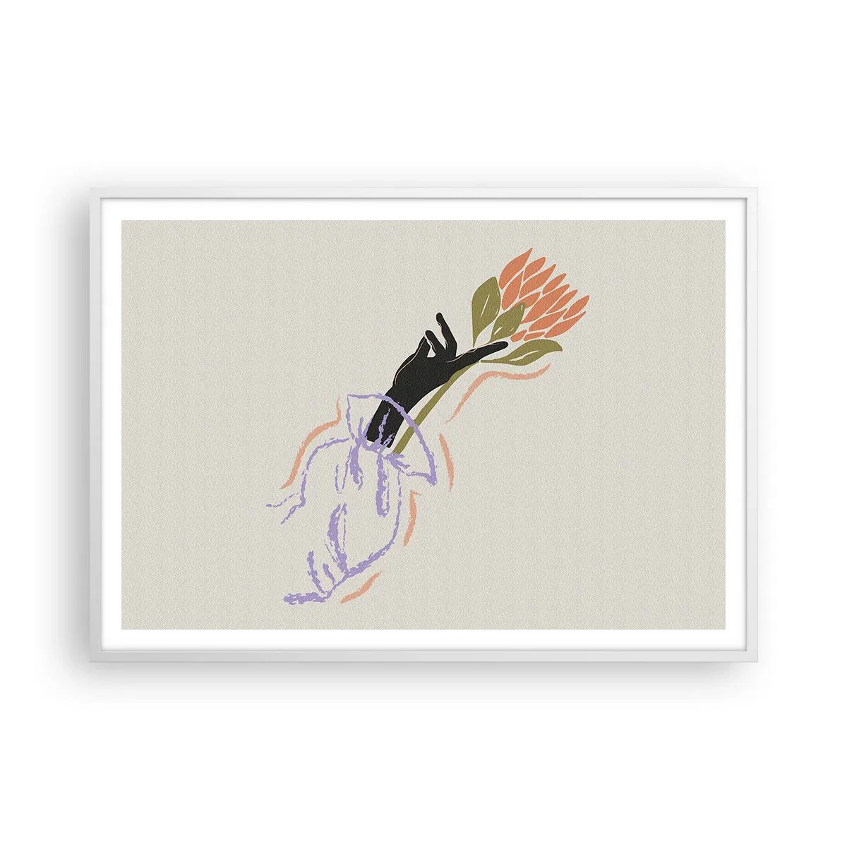 Affiche dans un cadre blanc - Poster - Touche fraternelle - 100x70 cm