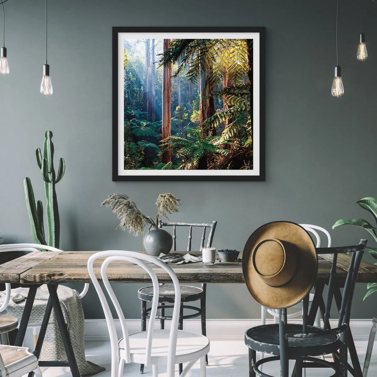 Affiche dans un cadre noir - Poster - Fable de la forêt - 60x60 cm