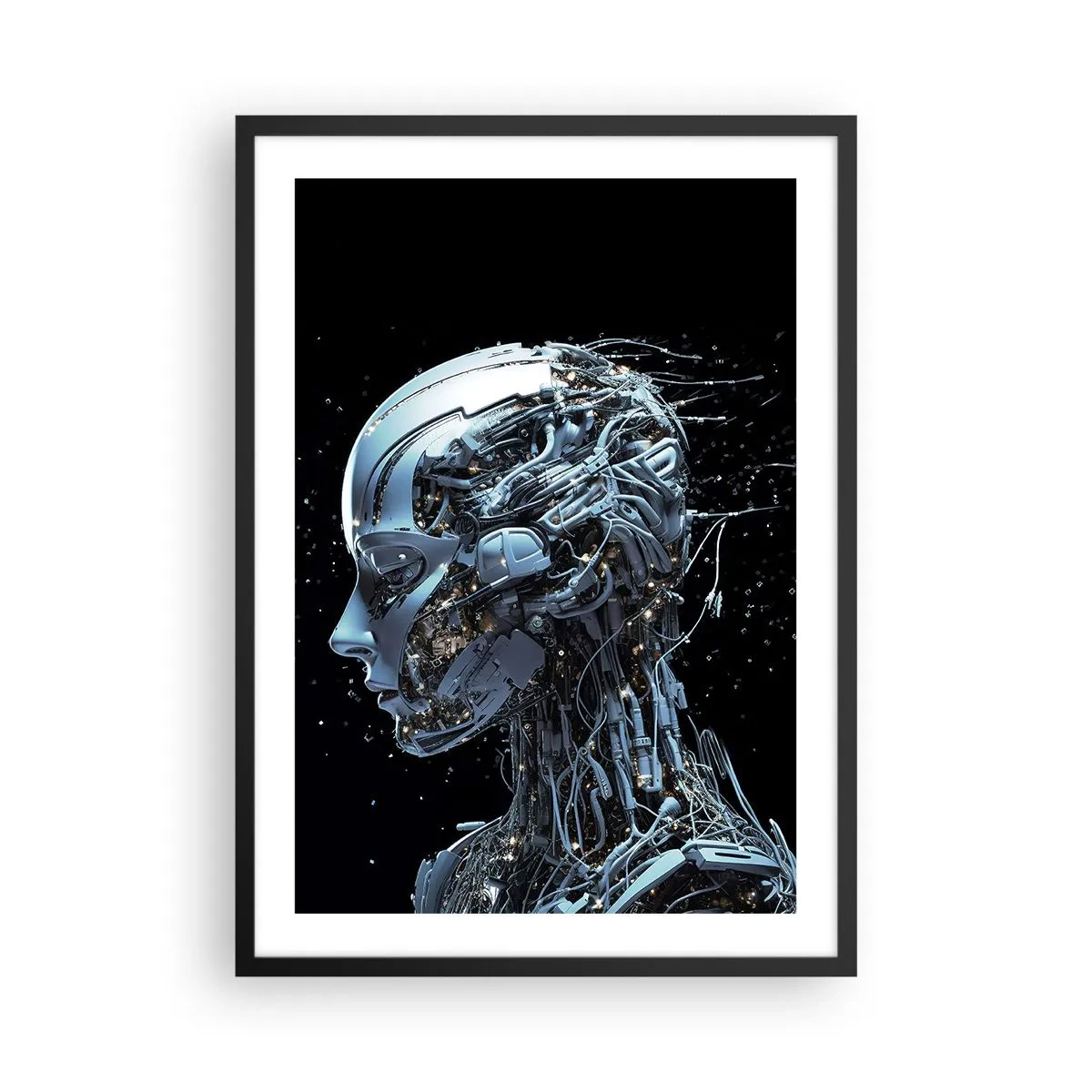 Affiche dans un cadre noir - Poster - Figure cybernétique au style futuriste - 50x70cm - La technologie est une femme - Décoration murale moderne pour le salon et la chambre ARTTOR
