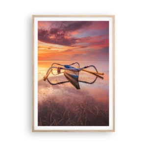 Affiche dans un chêne clair - Poster - Le calme d'une soirée tropicale - 70x100 cm