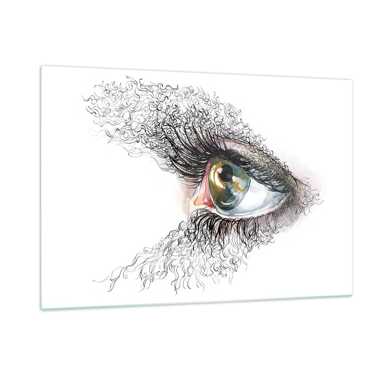 Impression sur verre - Image sur verre - Un œil doré entouré de lignes dynamiques et de détails abstraits - 120x80cm - Regarde droit dans l'âme - Décoration murale moderne pour le salon et la chambre ARTTOR