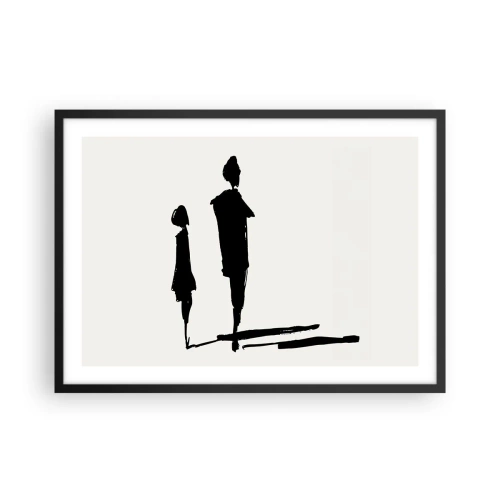 Affiche dans un cadre noir - Poster - Silhouettes de deux personnes en noir sur fond clair - 70x50cm - Êtes-vous sûr qu'ils sont ensemble ? - Décoration murale moderne pour le salon et la chambre ARTTOR