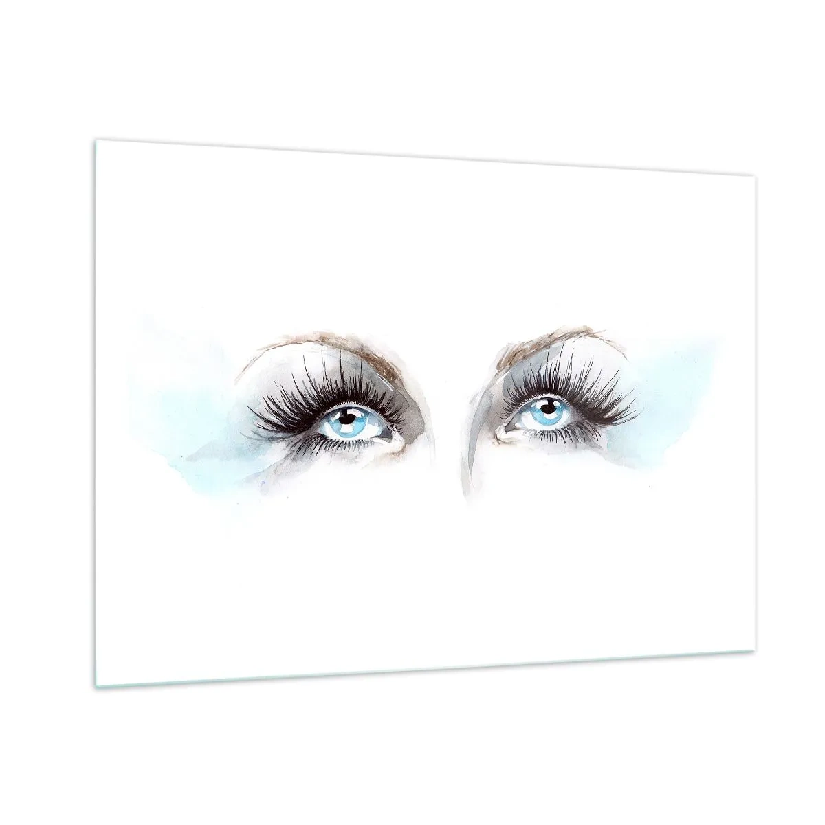 Impression sur verre - Image sur verre - Le regard subtil des yeux bleus dans une composition artistique - 100x70cm - Yeux d'ange? - Décoration murale moderne pour le salon et la chambre ARTTOR