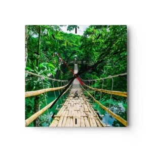 Horloge murale - Pendule murale - Un pont suspendu en bambou entouré de verdure - 30x30cm - Pont de singe en pleine nature - Décoration murale moderne pour le salon et la chambre ARTTOR