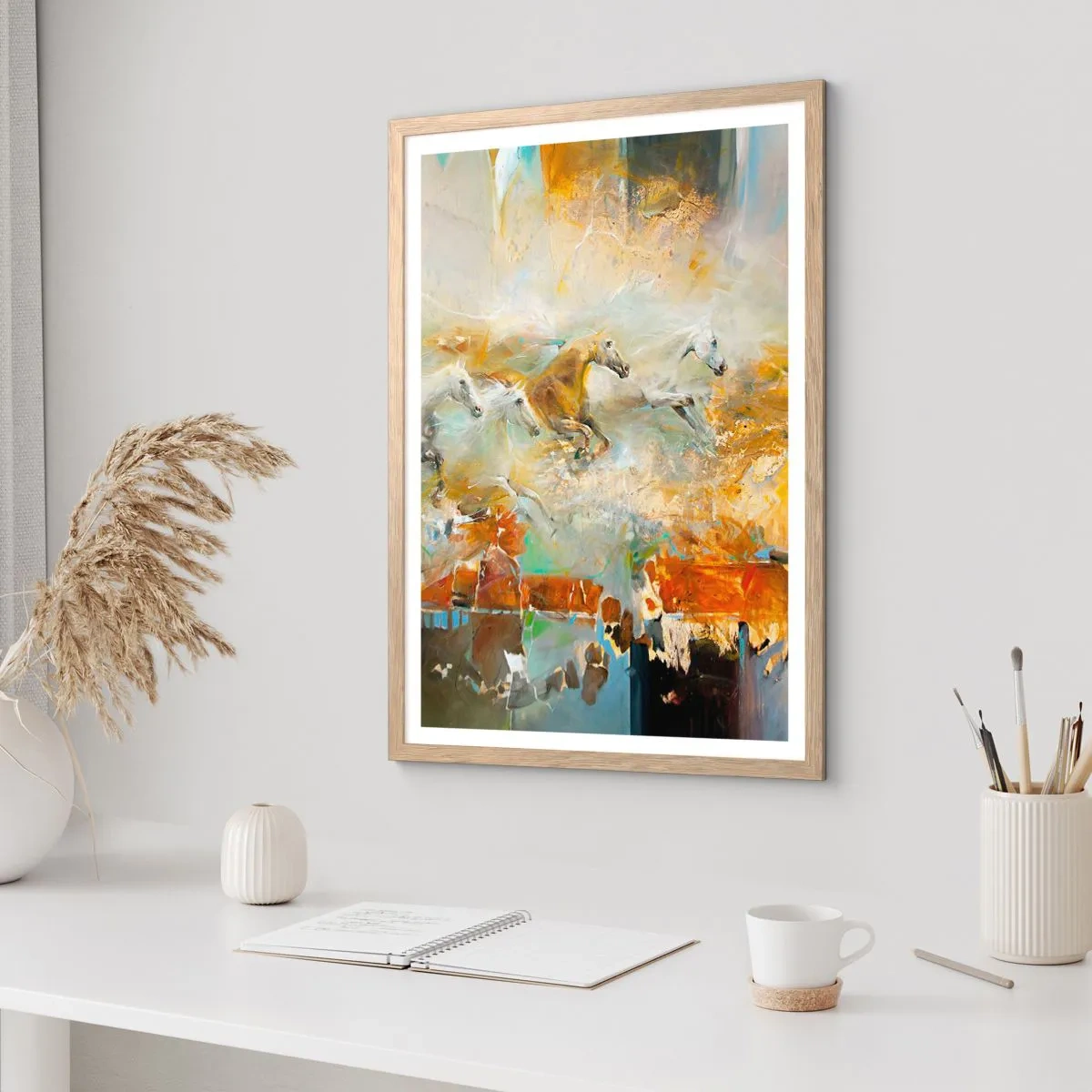 Affiche dans un chêne clair - Poster - Au galop vers la lumière - 70x100 cm