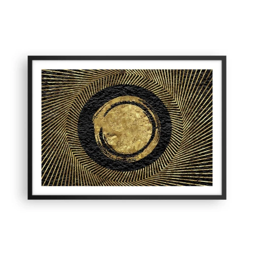 Affiche dans un cadre noir - Poster - Composition géométrique en noir et or avec des rayons - 70x50cm - Composition glamour - Décoration murale moderne pour le salon et la chambre ARTTOR