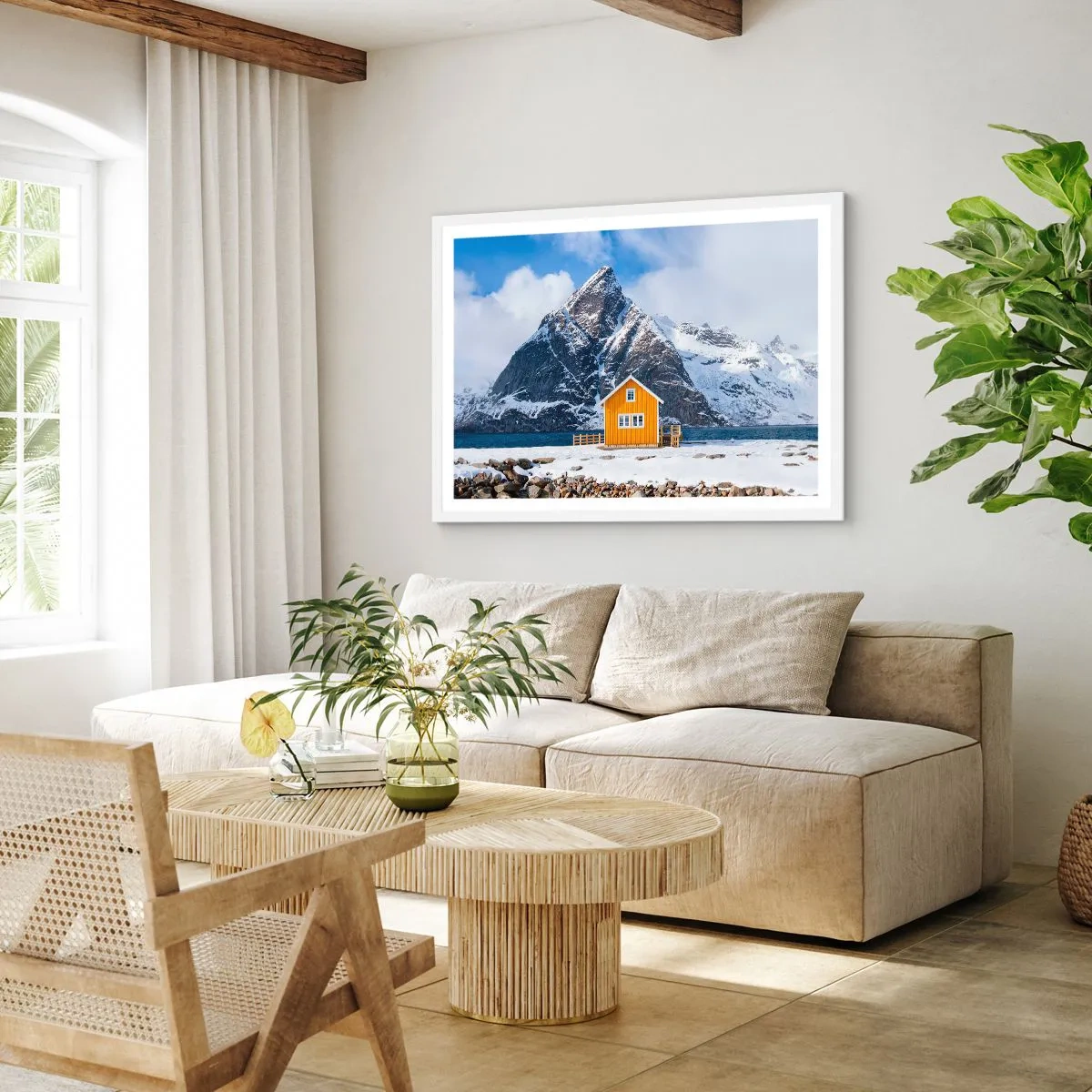 Affiche dans un cadre blanc - Poster - Vacances scandinaves - 50x40 cm