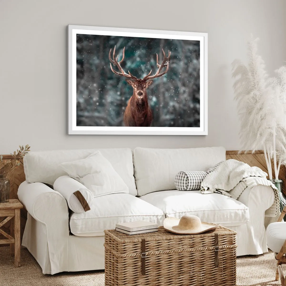 Affiche dans un cadre blanc - Poster - Roi de la forêt couronné - 50x40 cm