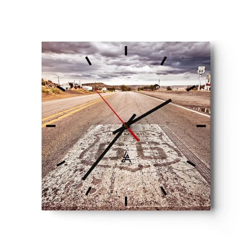 Horloge murale - Pendule murale - Mother Road - une légende américaine - 40x40 cm