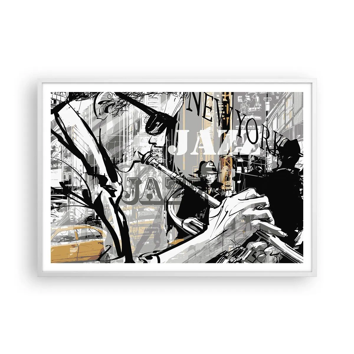 Affiche dans un cadre blanc - Poster - Au rythme de New York - 100x70 cm