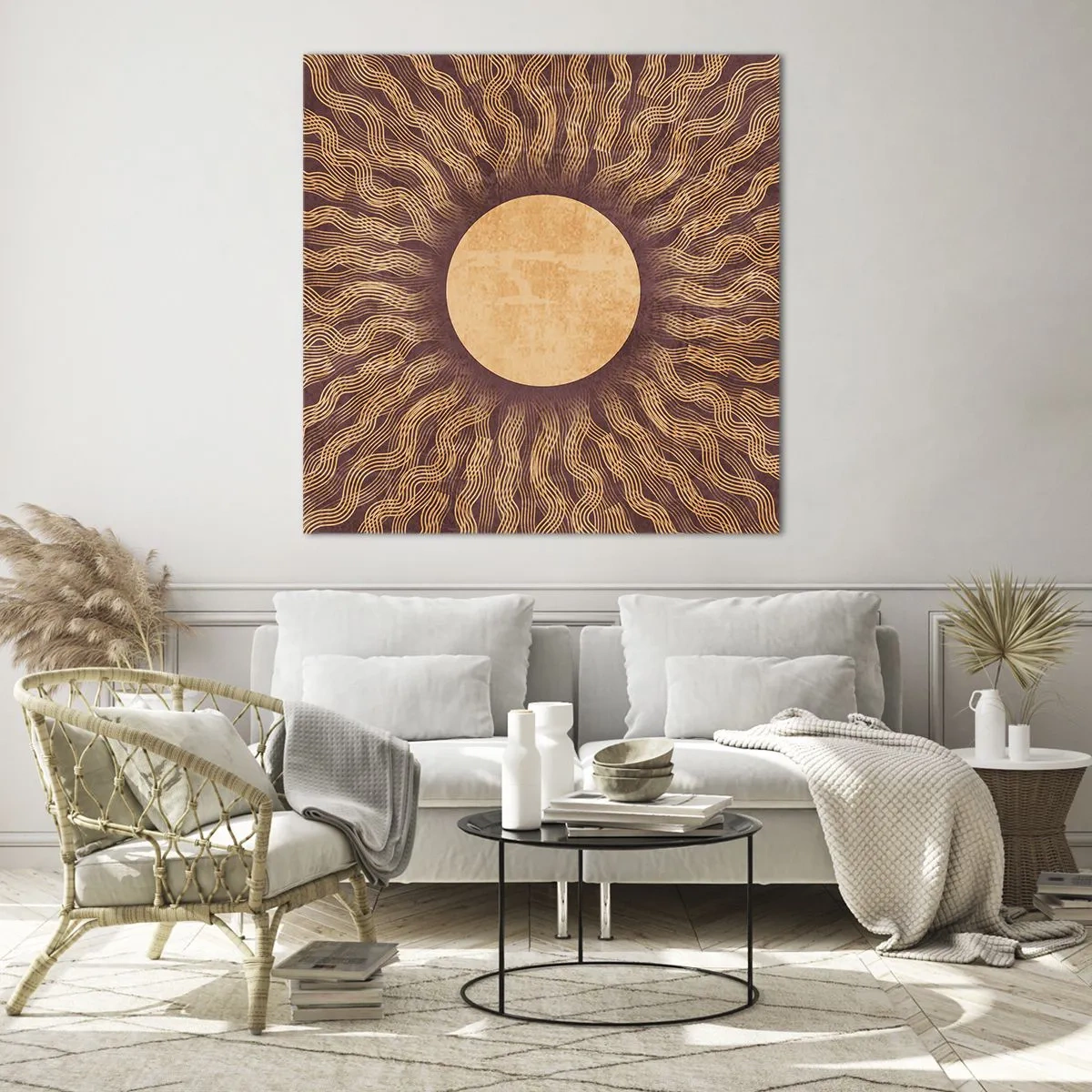 Impression sur verre - Image sur verre - Icône du soleil - 70x70 cm