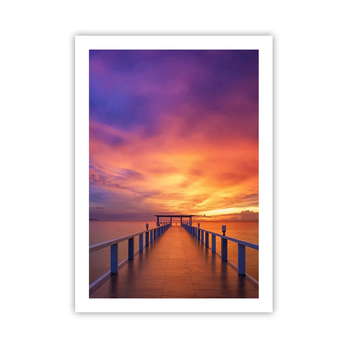 Affiche - Poster - La jetée avec en toile de fond un coucher de soleil spectaculaire - 50x70cm - Sans fin - Décoration murale moderne pour le salon et la chambre ARTTOR