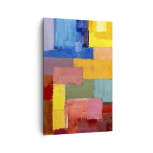 Impression sur toile - Image sur toile - Rectangles abstraits colorés dans différentes nuances - 80x120cm - Chacun est différent, tout est coloré - Décoration murale moderne pour le salon et la chambre ARTTOR