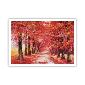 Affiche - Poster - Une ruelle pittoresque aux couleurs d'automne dans le style impressionniste - 100x70cm - Impression d'automne - Décoration murale moderne pour le salon et la chambre ARTTOR