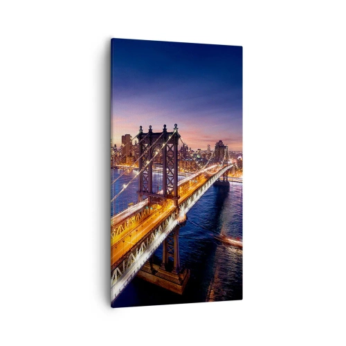 Impression sur toile - Image sur toile - Un pont lumineux au cœur de la ville - 55x100 cm