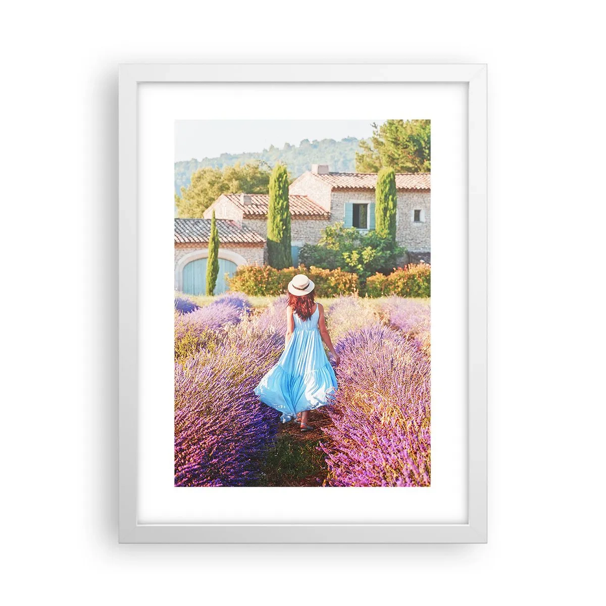 Affiche dans un cadre blanc - Poster - Fille de la lavande - 30x40 cm