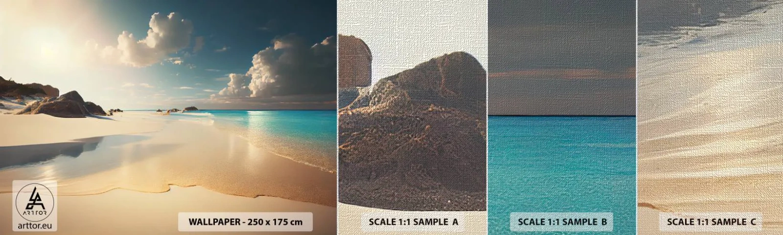 Échantillon de Papier Peint Premium Canvas - Une journée de rêve - Plage sauvage, Océan, Bord - 100x30 cm
