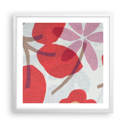 Affiche dans un cadre blanc - Poster - Composition florale dans les roses - 50x50 cm
