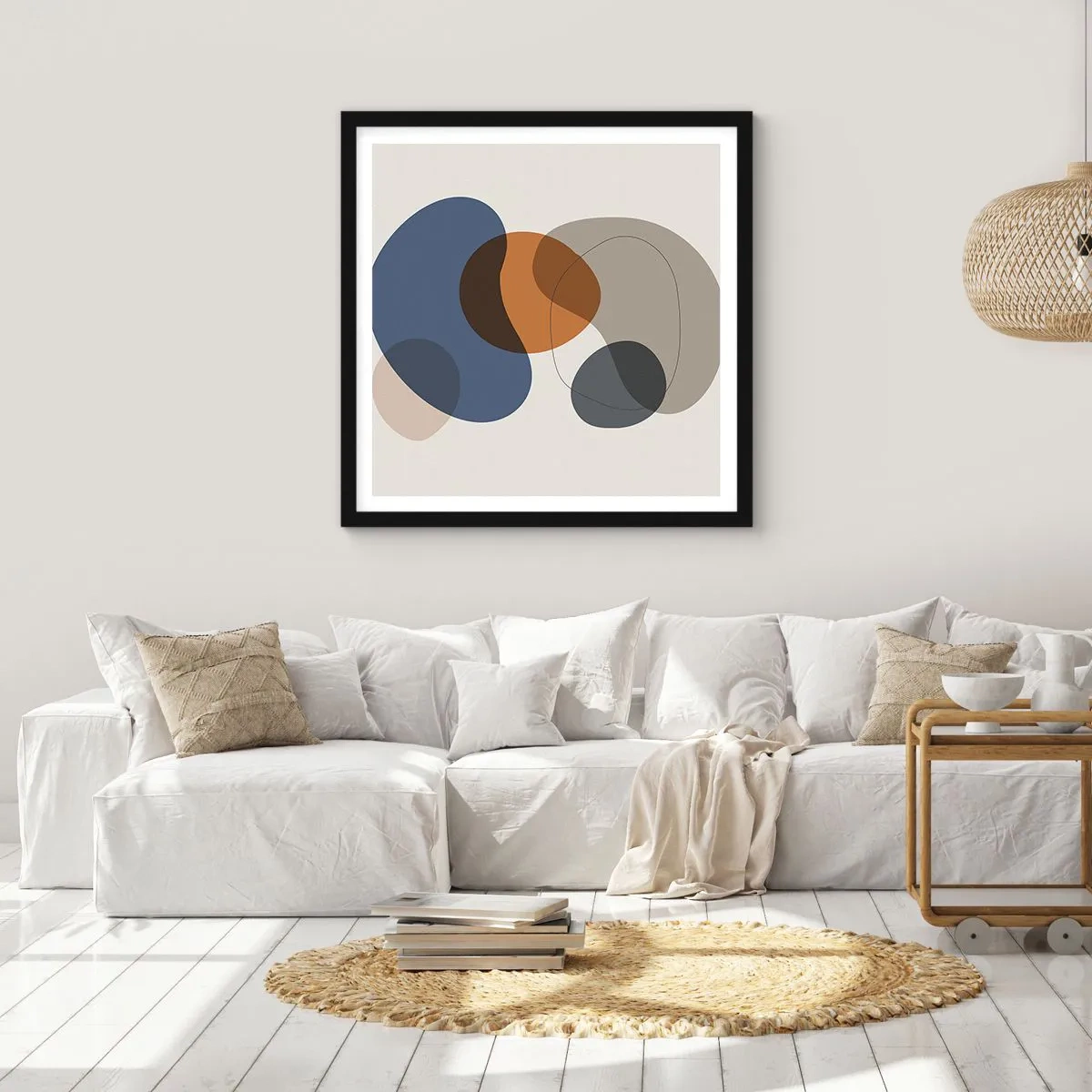 Affiche dans un cadre noir - Poster - Gouttes de couleur - 60x60 cm