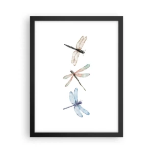 Affiche dans un cadre noir - Poster - Libellules en apesanteur - 30x40 cm