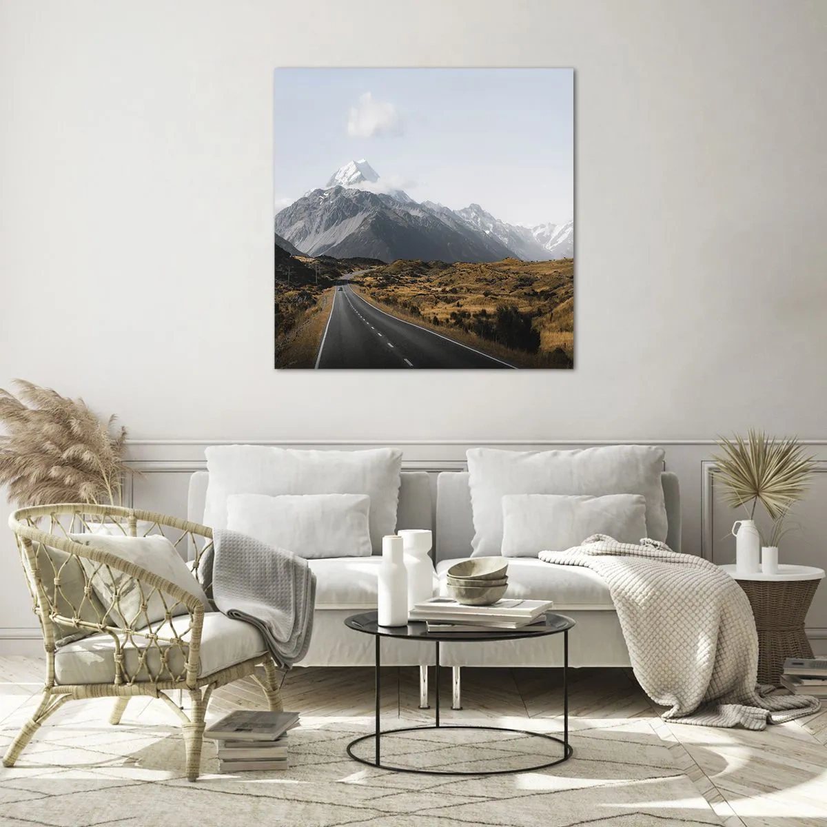 Impression sur verre - Image sur verre - Chemin vers le coeur de la montagne - 70x70 cm