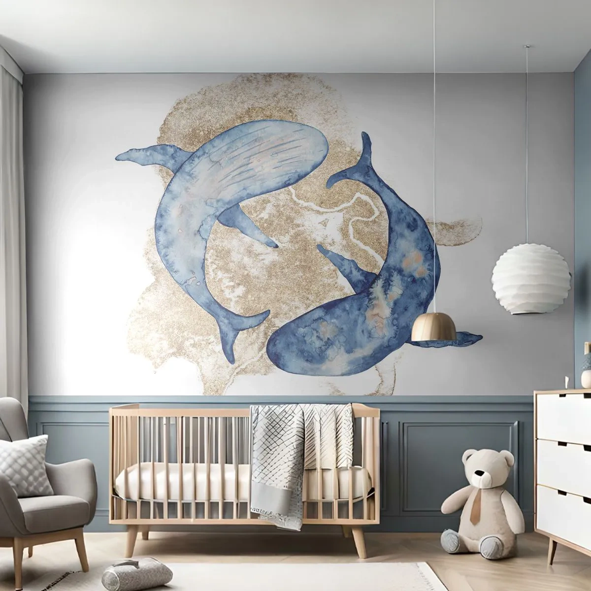 Papier peint sur mesure Premium Canvas - Amis ou amoureux? - dauphins, Abstraction, Morceau