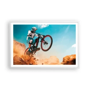 Affiche dans un cadre blanc - Poster - Démon de la folie du vélo - 91x61 cm