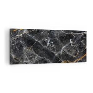 Impression sur toile - Image sur toile - Détails noirs et dorés de la surface en marbre - 120x50cm - La vie intérieure de la pierre - Décoration murale moderne pour le salon et la chambre ARTTOR