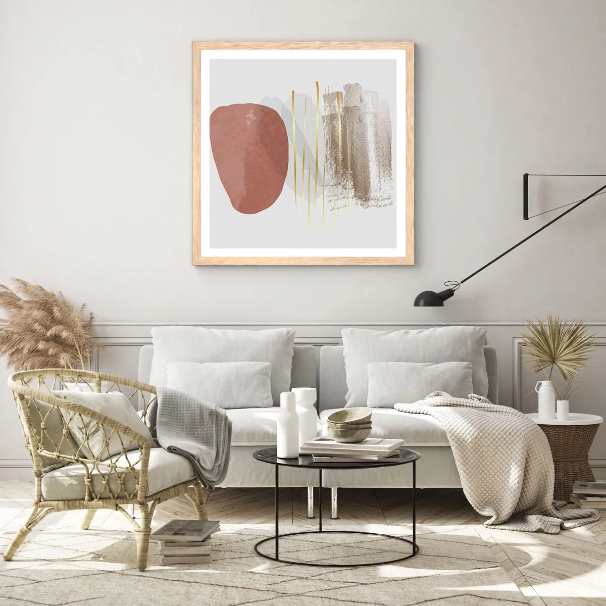 Affiche dans un chêne clair - Poster - Colonnade abstraite - 40x40 cm