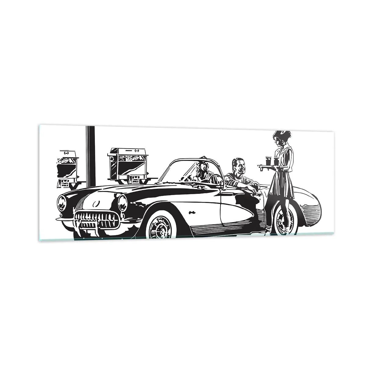 Impression sur verre - Image sur verre - 60's - Amérique insouciante - 90x30 cm