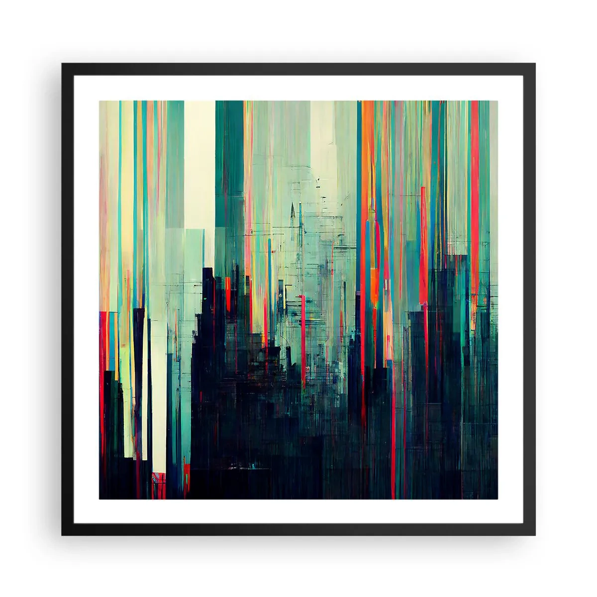 Affiche dans un cadre noir - Poster - Ville futuriste - 60x60 cm