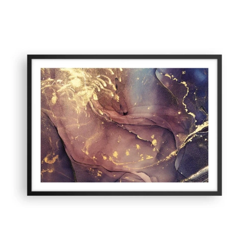Affiche dans un cadre noir - Poster - Composition abstraite aux nuances d'or et de violet - 70x50cm - Matière et esprit - Décoration murale moderne pour le salon et la chambre ARTTOR