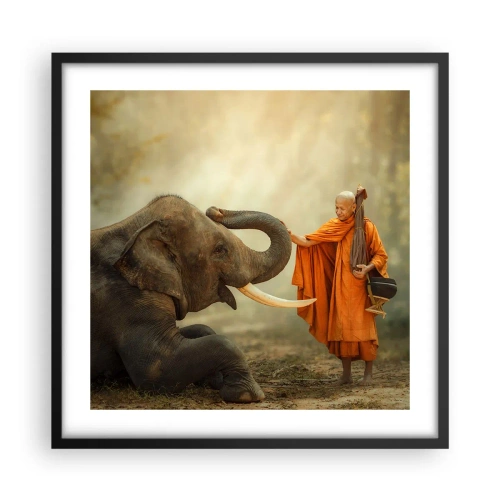 Affiche dans un cadre noir - Poster - Rencontre en voyageant - 50x50 cm