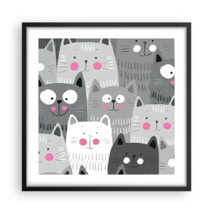 Affiche dans un cadre noir - Poster - Le monde des chats - 50x50 cm